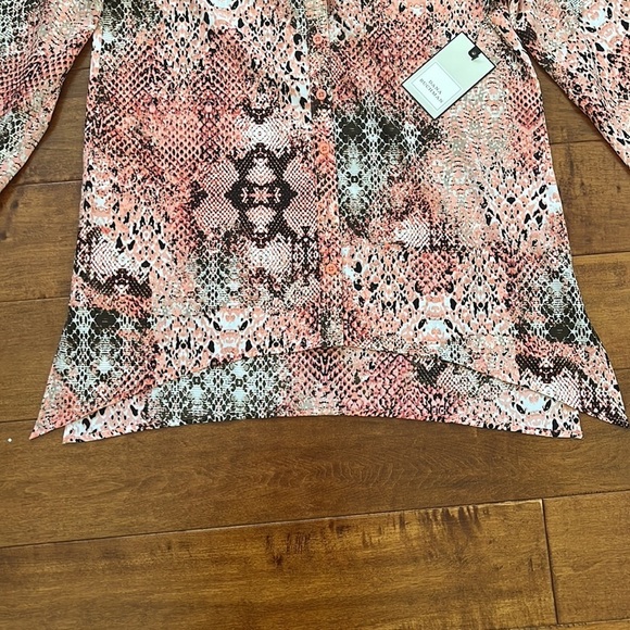 NWT Vintage Dana Buchman Pink Faux Snakeskin Buttons Down Blouse V Neck Size S - Picture 8 of 11